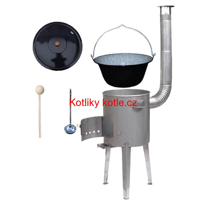 Smaltovaný kotlík 30 L + nerezová kotlina 45 cm LUXUS