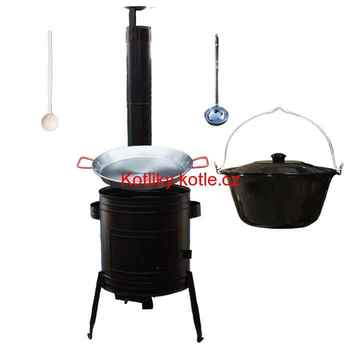 Paella ocelová pánev 42 cm se smaltovaným kotlíkem 16 L (1,2 mm) a kotlinou