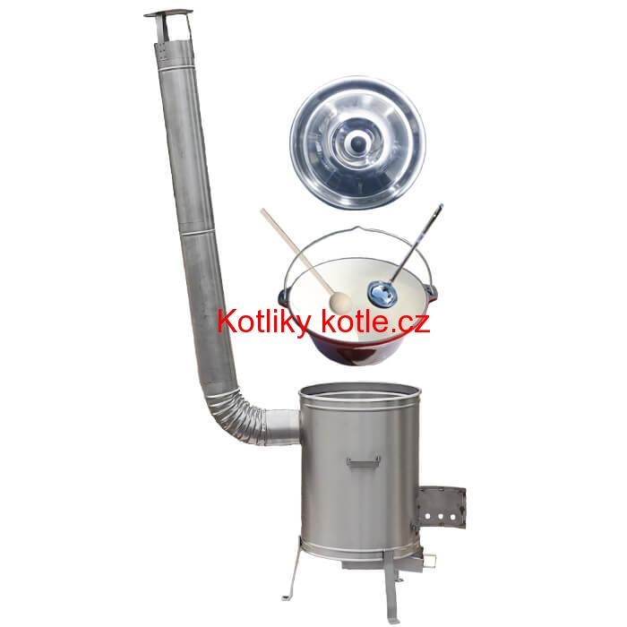 Litinový kotlík se smaltovanou úpravou 16 L + nerezová kotlina (Vysoká) 36 LUX