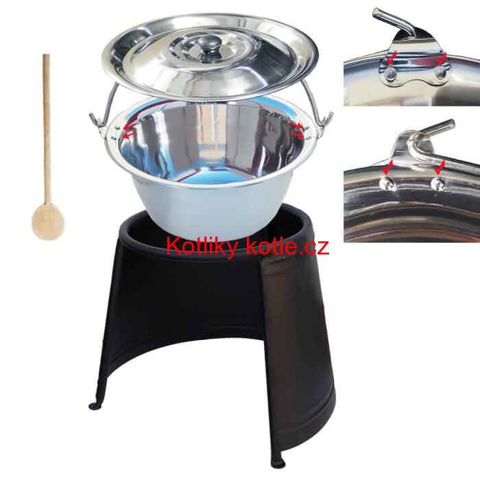 Nerezový kotlík 20 L (0,8 mm) s nýty + chránič plamene
