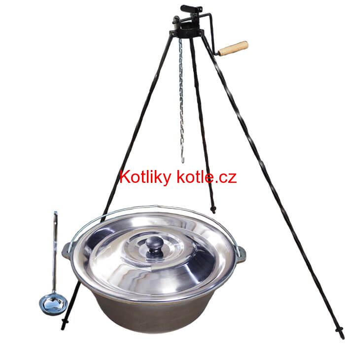 Litinový kotlík 10,8 L + stojan s kladkou VAR