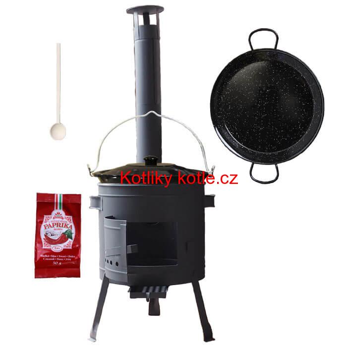 Smaltovaný kotlík 13 L + Paella smaltovaná pánev + nízká žáruvzdorná kotlina 36 cm PLUS 600