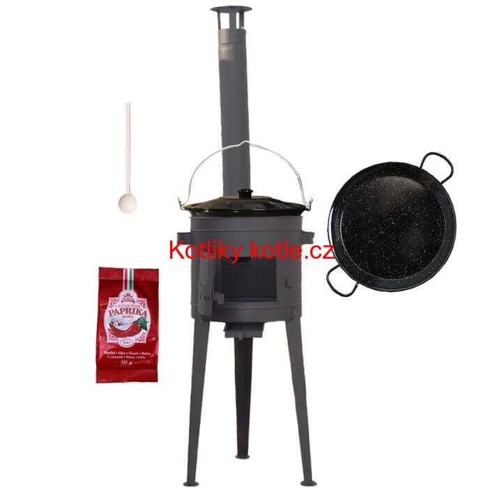 Smaltovaný kotlík 13 L + Paella smaltovaná pánev + vysoká žáruvzdorná kotlina 36 cm PLUS 600