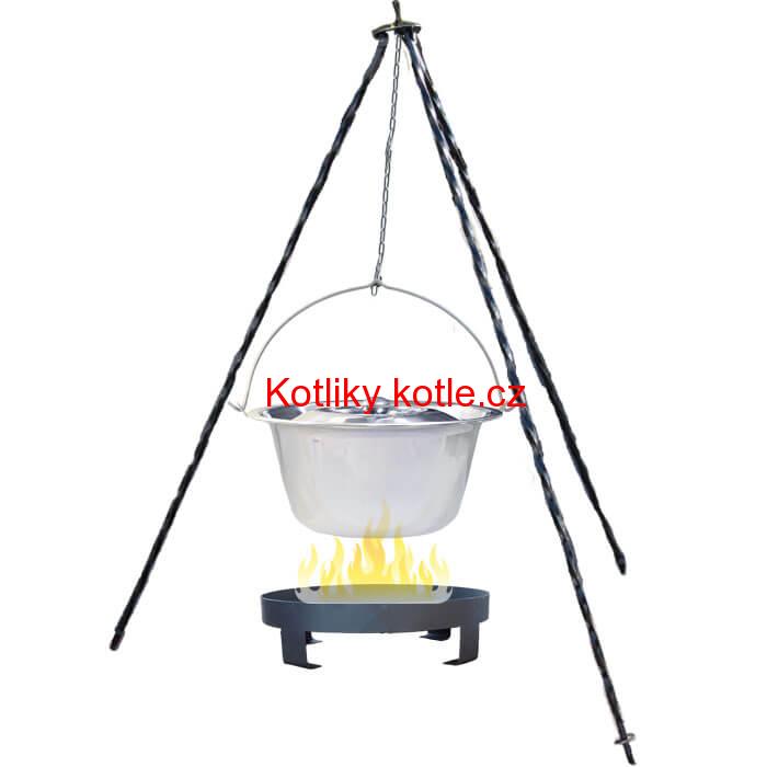 Nerezový kotlík 10 L (0,8 mm) + Ohnisko + stojan 1,2 m