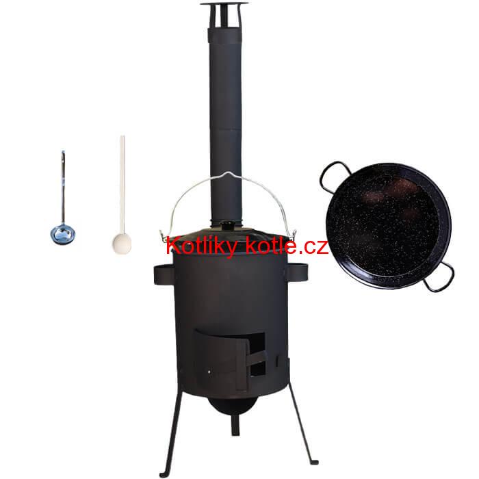 Smaltovaný kotlík 20 L + Paella smaltovaná pánev 46 cm + žáruvzdorná kotlina 42 PLUS 600 4 MM