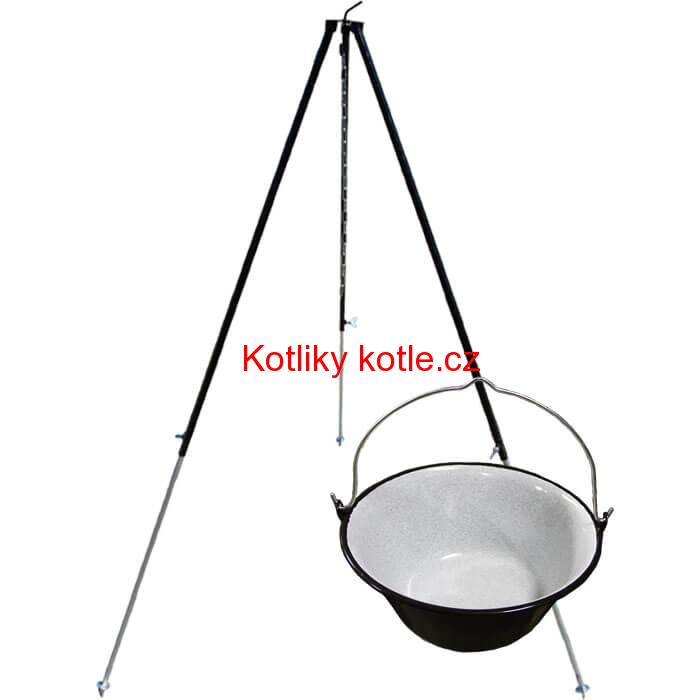 Smaltovaný kotlík 40 L + teleskopicka trojnožka 1,7 m