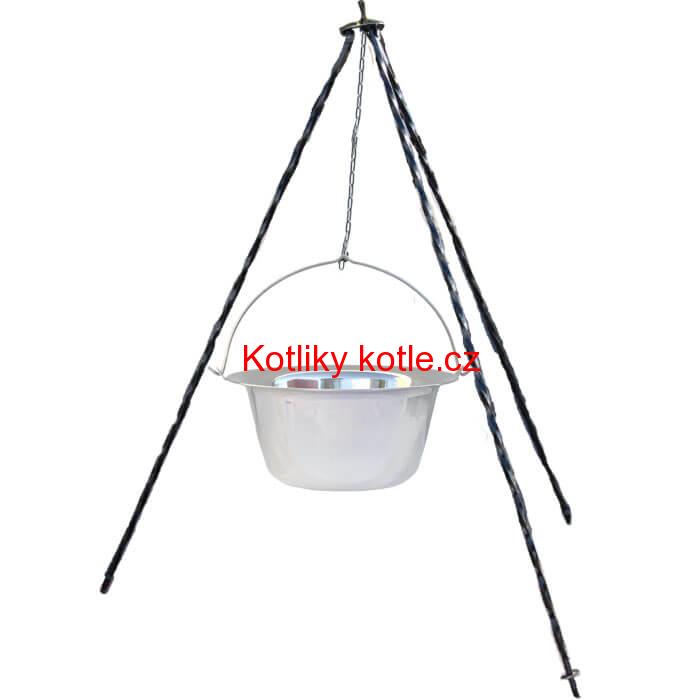 Nerezový kotlík (INOX 0,8 mm) 10 L + trojnožka 1 m
