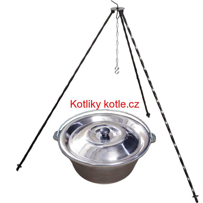 Litinový kotlík 7,2 L + poklice + trojnožka 1,2 m
