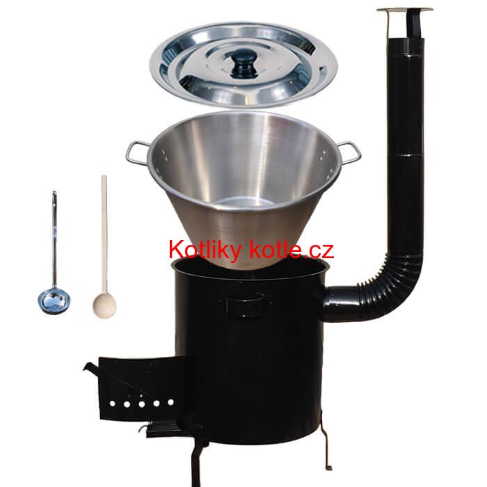 Nerezový kotel 40 L (1,2 mm) + hrubostěnná (1,5 mm) kovová kotlina 45 STRONG