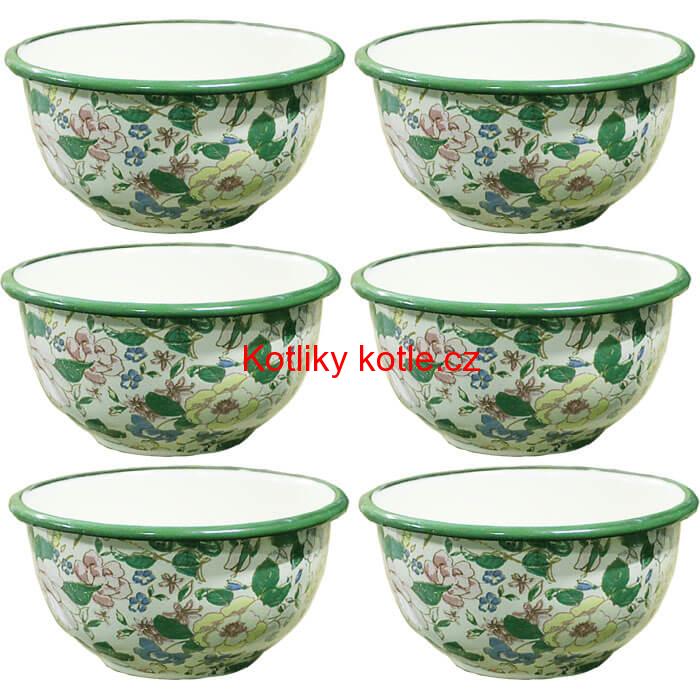 Souprava smaltovaných misek 15 cm 6 ks DECOR