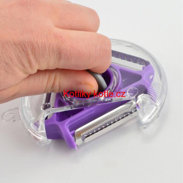 Škrabka s trojicí břitů a s vykrajovátkem oček