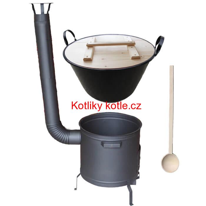 Zabijačkový smaltovaný kotel 100 L + žáruvzdorná kotlina 60 cm PLUS 600