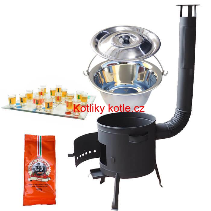 Nerezový kotlík 22 L (0,8 mm) + pepř + člověče pi už + nízká žáruvzdorná kotlina 42 PLUS 600