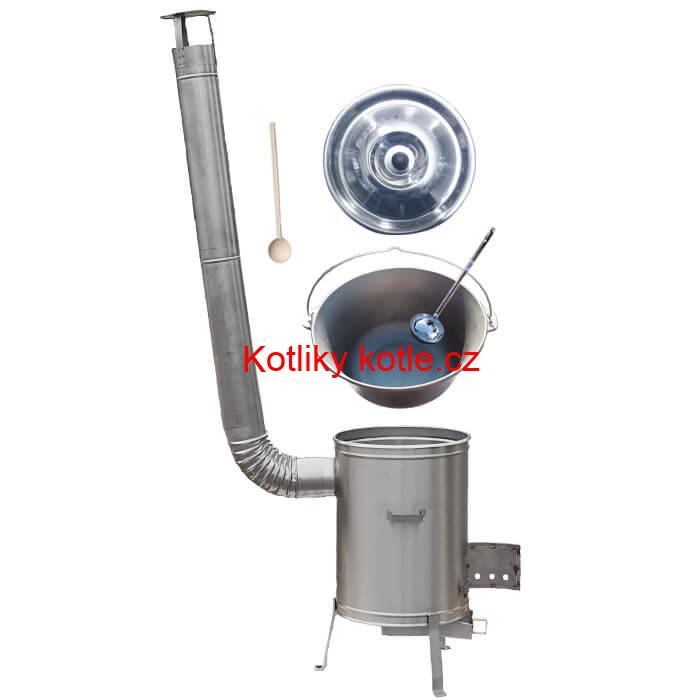 Litinový kotlík bez povrchové úpravy 10,8 L + Nerezová kotlina 33 LUX