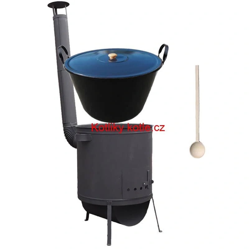 Smaltovaný kotel 60 L na zabijačku + žáruvzdorná kotlina 53 PLUS 600 4 MM + vařečka