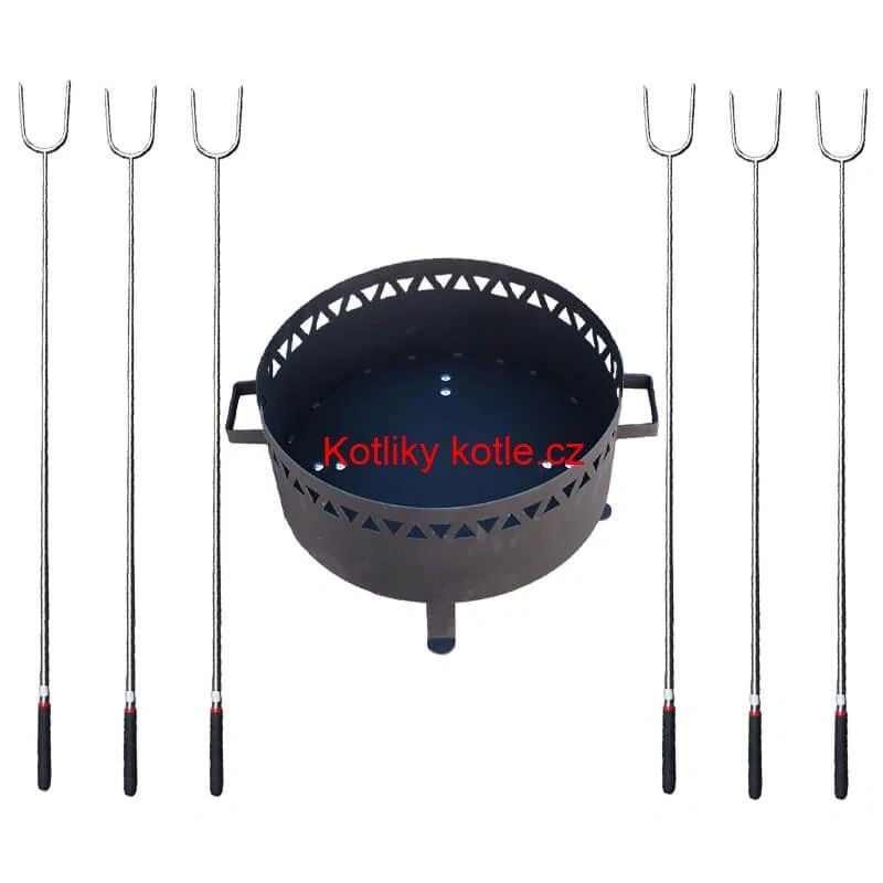 Přenosné ohniště kov (1,5 mm) FIFO žáruvzdorná barva PLUS 600 + Vidličky na opékání teleskopické 6 ks