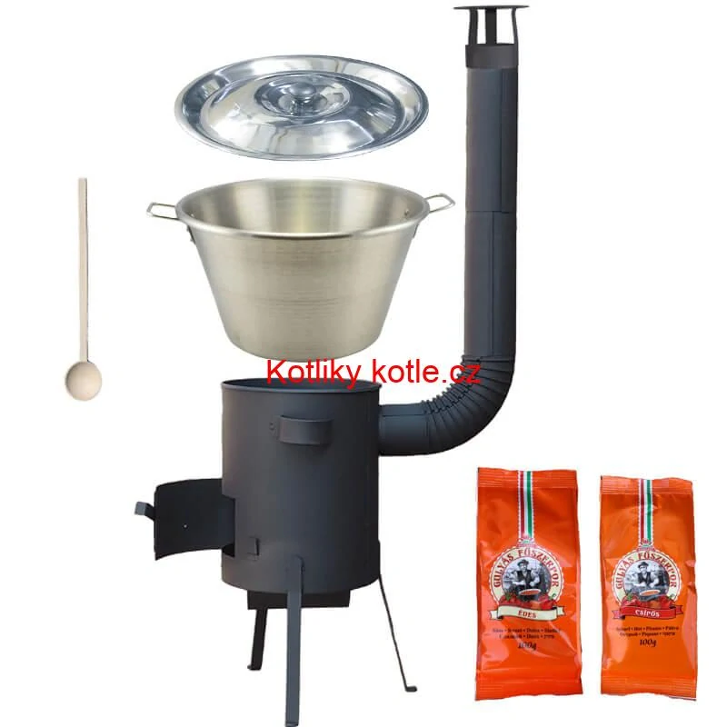 Nerezový kotel 40 L + žáruvzdorná kotliny 45 cm PLUS 600 4 MM + paprikové koření na guláš
