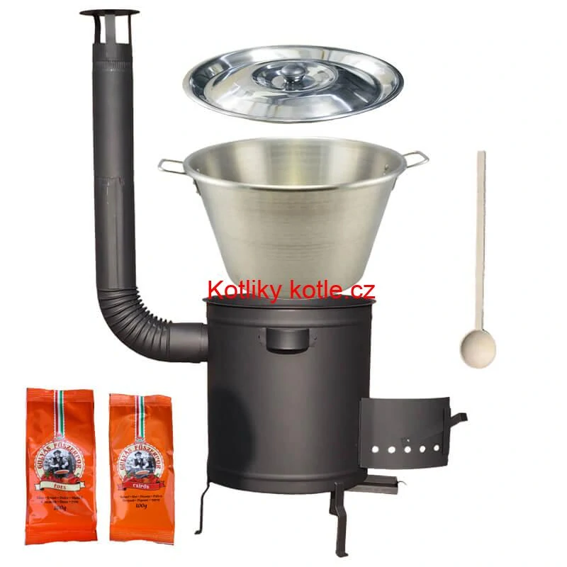 Nerezový kotel 40 L + Hrubostěnná kotlina 45 cm (1,5 mm) STRONG Plus 600 + paprikové koření na guláš