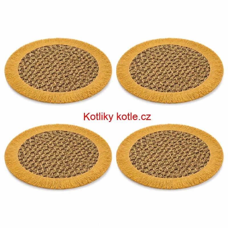 Přírodní podložky pod talíř se třásněmi 37 cm, 4 ks