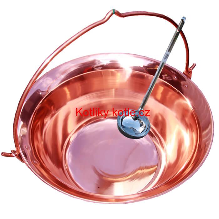 Měděný kotlík 30 L (1,2 mm) + nerezová naběračka