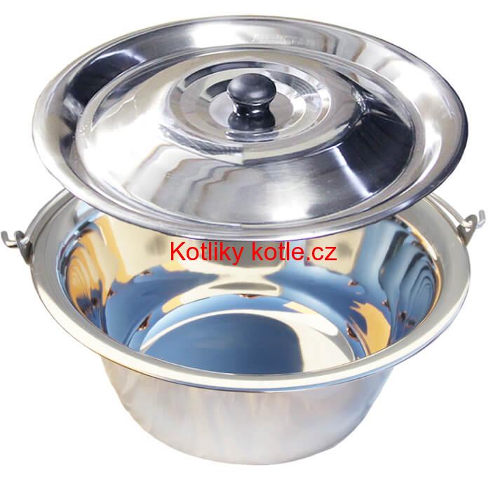 Nerezový kotlík 14 L (0,8 mm) + nerezová poklice