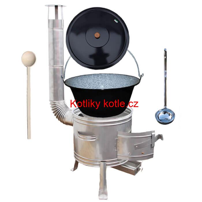 Smaltovaný kotlík 25 L + nerezová kotlina 42 cm TOPLUX