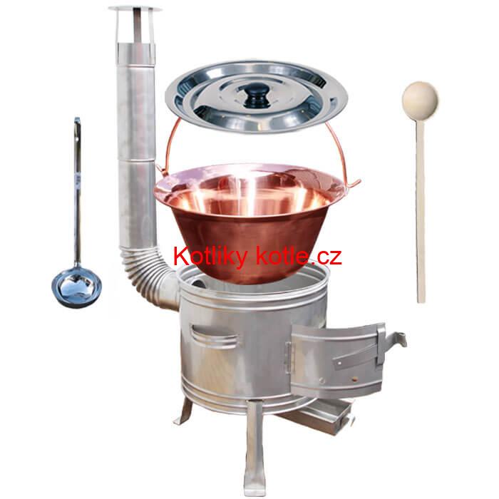 Měděný kotlík 14 L + nerezová kotlina 36 cm TOPLUX