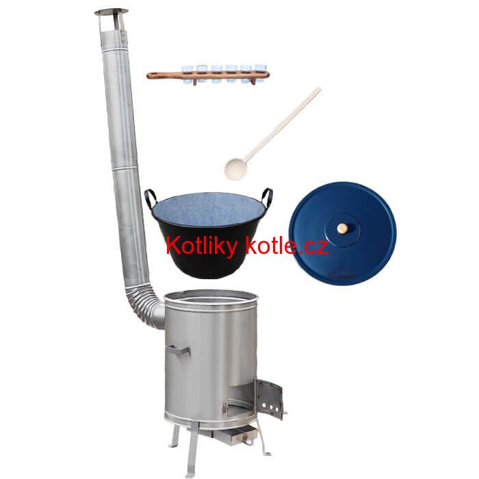 Zabijačkova nerezová souprava 50 L + sada skleniček