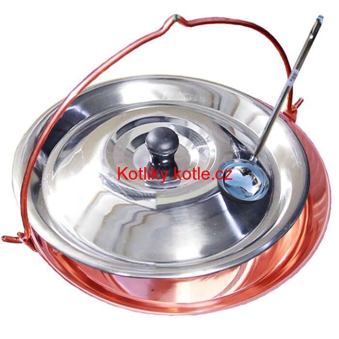 Měděný kotlík 30 L (1,2 mm) + nerezová poklice
