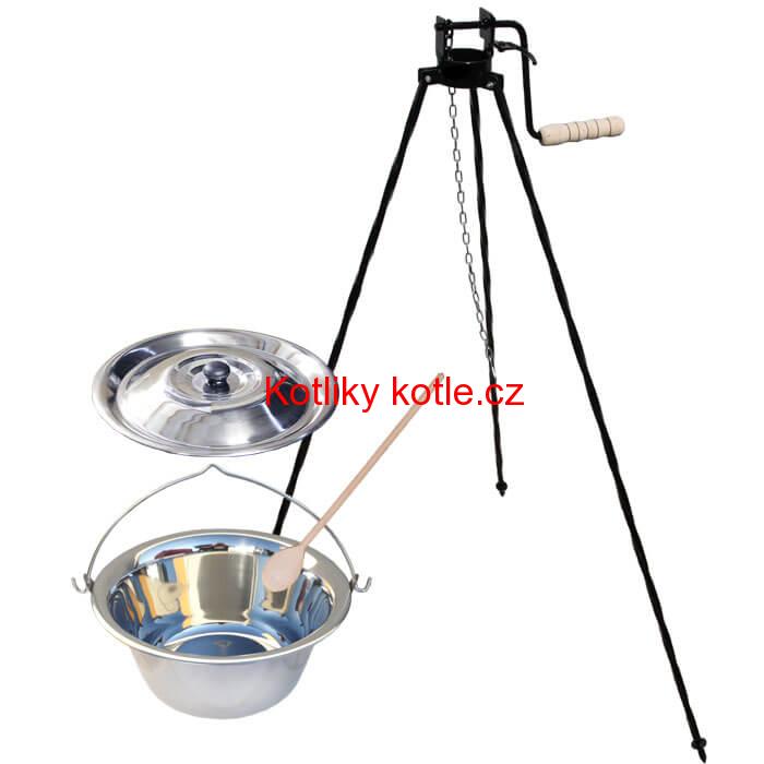 Nerezový kotlík 15 L (1,2 mm) + stojan s kladkou VAR