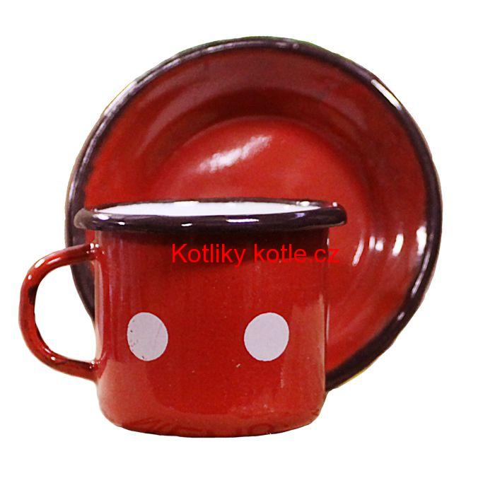 Smaltovaný šálek + podšálek