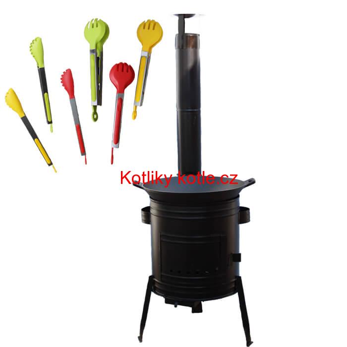 Litinový wok 36 cm + kotlina 31 cm a obracečka WOK AZIA