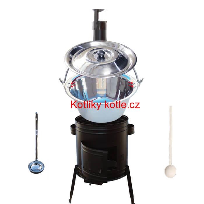 Nerezový kotlíkový set 42 cm + zesílený nerezový kotlík 20 L