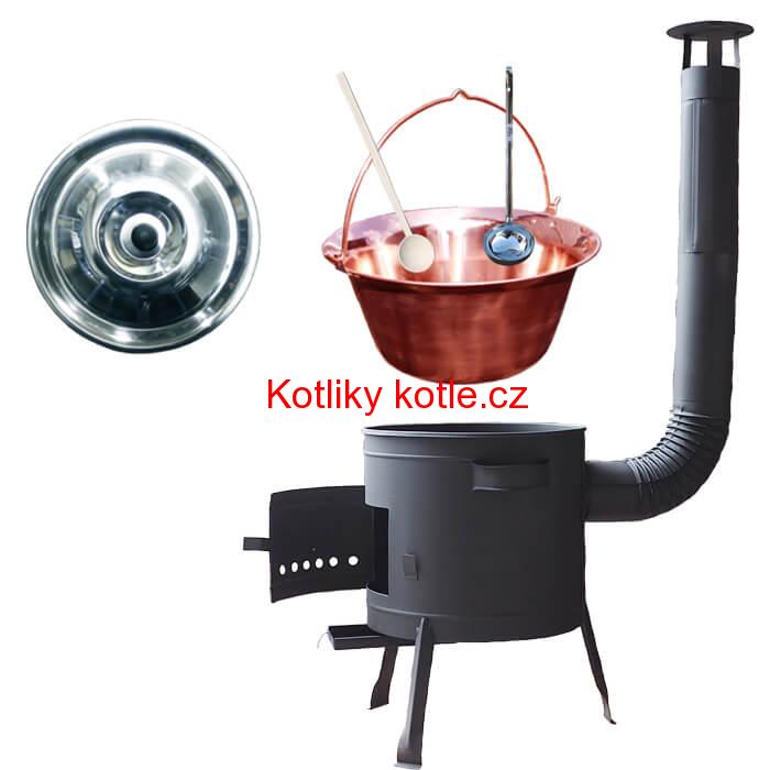 Měděný kotlík 14 L + žáruvzdorná kotlina 36 PLUS 600 