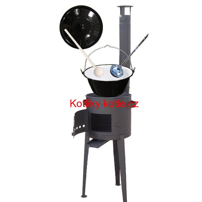 Smaltovaný kotlík 25 L + vysoká žáruvzdorná kotlina 42 PLUS 600 