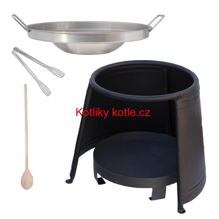 Nerezová pánev + chránič plamene a ohniště
