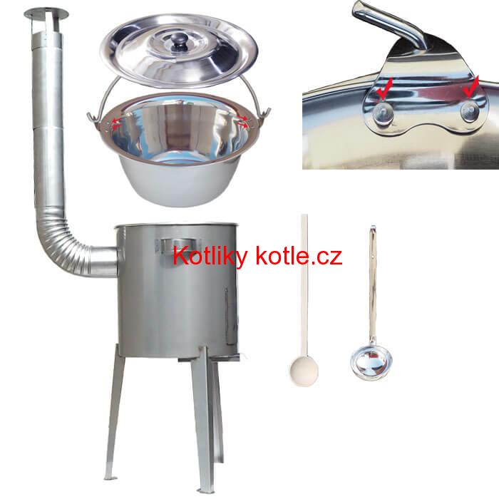 Zesílený nerezový kotlík 15 L + nerezová kotlina 36 cm LUXUS