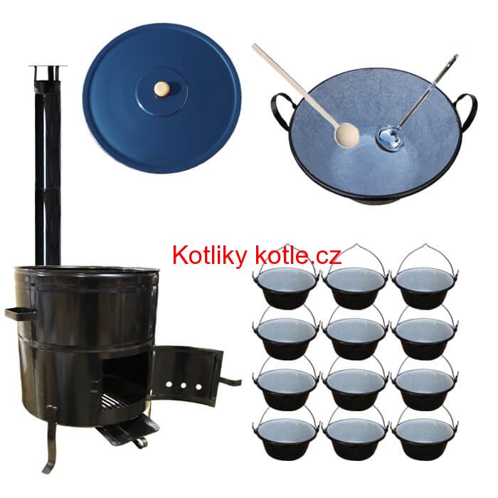 Smaltovaný kotel 70 L + servírovací kotlíky (12 ks) BIG PARTY