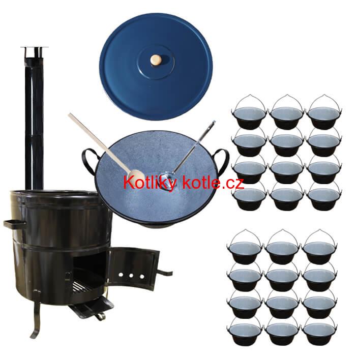 Smaltovaný kotel 80 L + servírovací kotlíky (24 ks) BIG PARTY