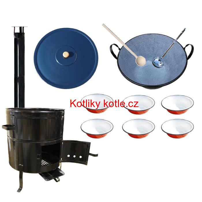 Smaltovaný kotel 70 L + smaltované talíře BIG PARTY