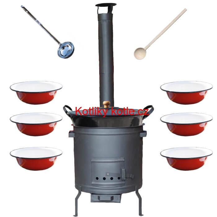 Smaltovaný kotel 60 L + smaltované talíře 6 ks PLUS 600