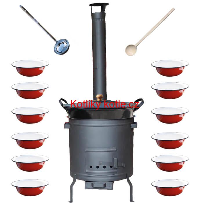 Smaltovaný kotel 80 L + smaltované talíře 12 ks PLUS 600