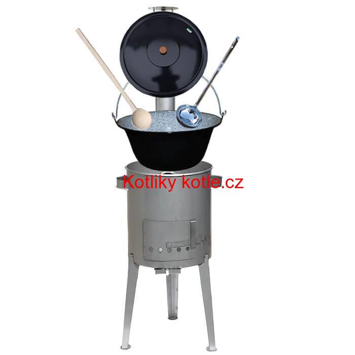 Smaltovaný kotlík 30 L + nerezová kotlina 45 cm LUXUS