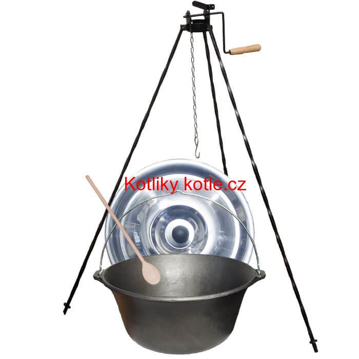 Litinový kotlík 16 L + stojan s kladkou VAR