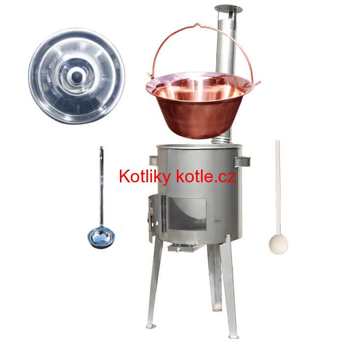 Měděný kotlík 30 L (1,2 mm) + nerezová kotlina 45 cm LUXUS