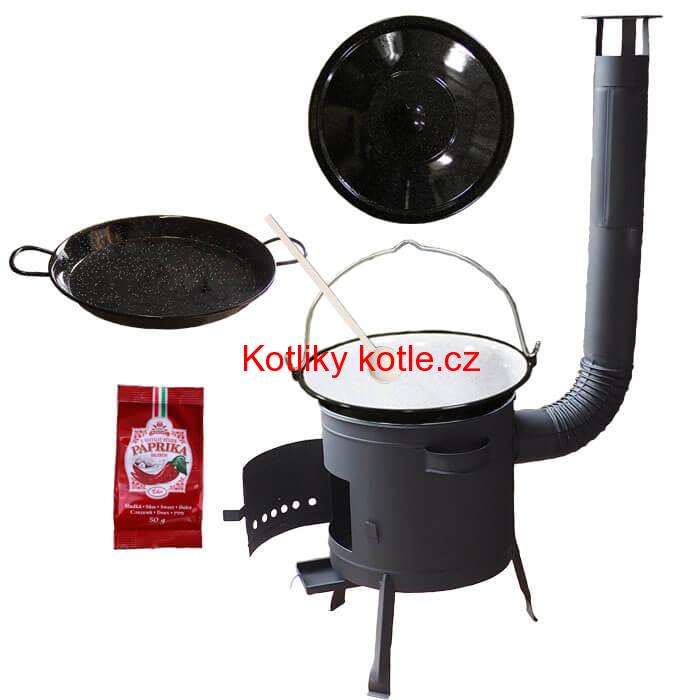 Smaltovaný kotlík 13 L + Paella smaltovaná pánev + nízká žáruvzdorná kotlina 36 cm PLUS 600