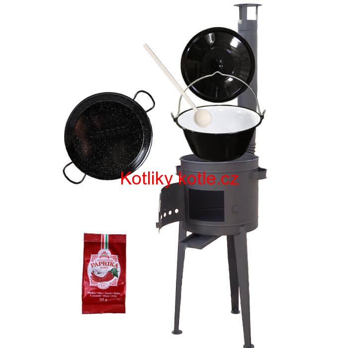 Smaltovaný kotlík 13 L + Paella smaltovaná pánev + vysoká žáruvzdorná kotlina 36 cm PLUS 600