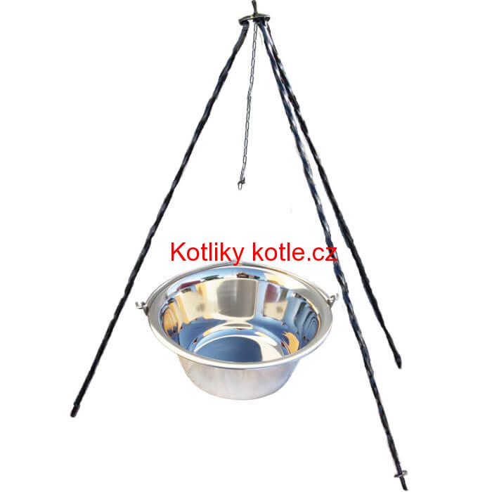 Nerezový kotlík (INOX 0,8 mm) 10 L + trojnožka 1 m