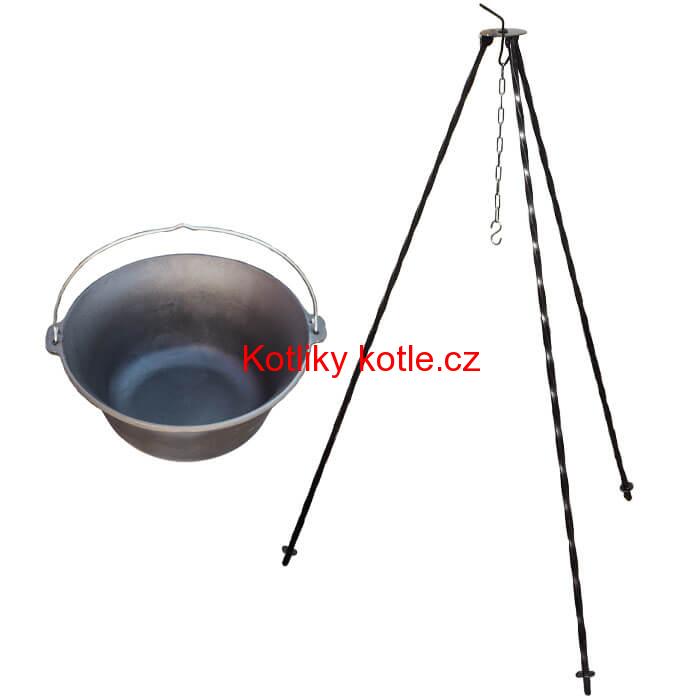 Litinový kotlík 10,8 L + trojnožka 1,2 m
