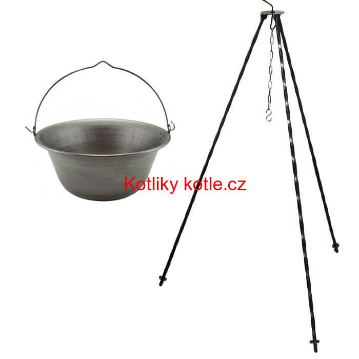 Železný kotlík 6 L (0,75 mm) + trojnožka 1 m